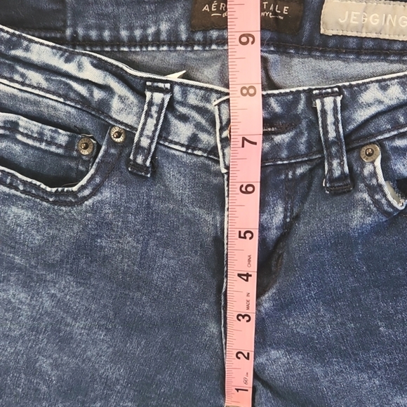 AERPOSTALE WOMENS JEGGINGS DISTRESSED ON KNEES SIZE 2 REGULAR STONE WASHED BLUE - Picture 14 of 16